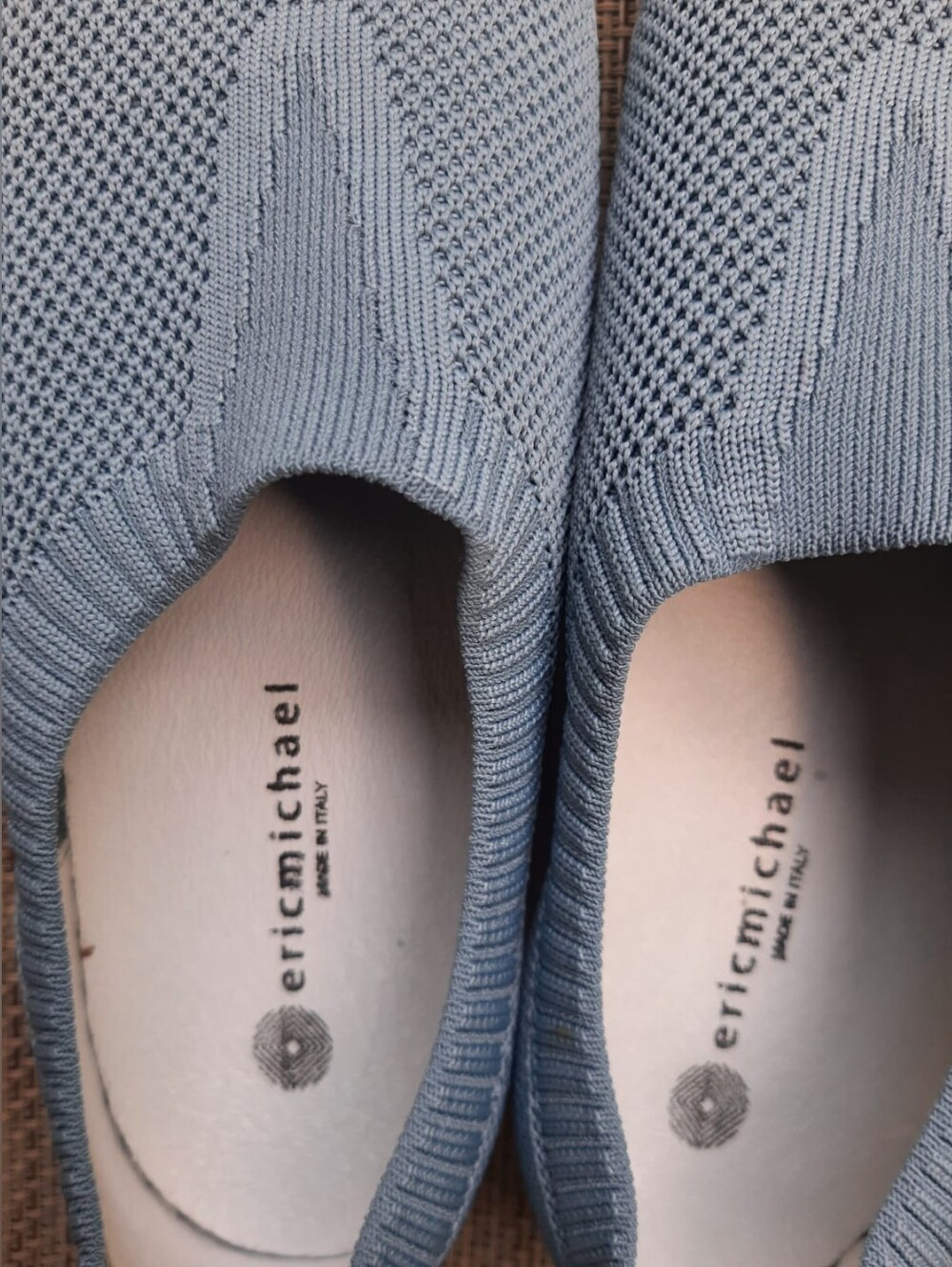 Eric Michael Knit Slip-On Flats in Light Blue